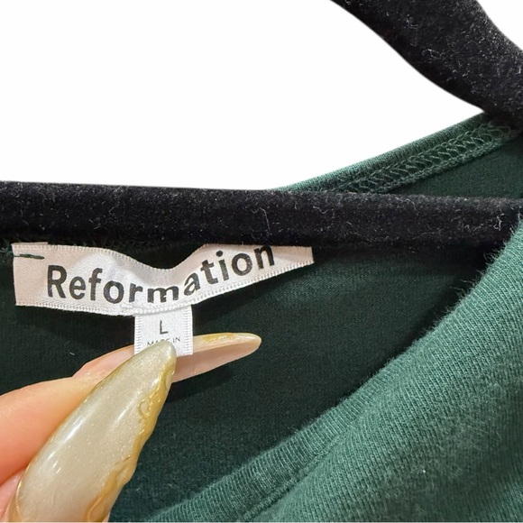 Reformation Amiah Ruched Knit Maxi Dress in Forest Green Size L - Picture 4 of 11